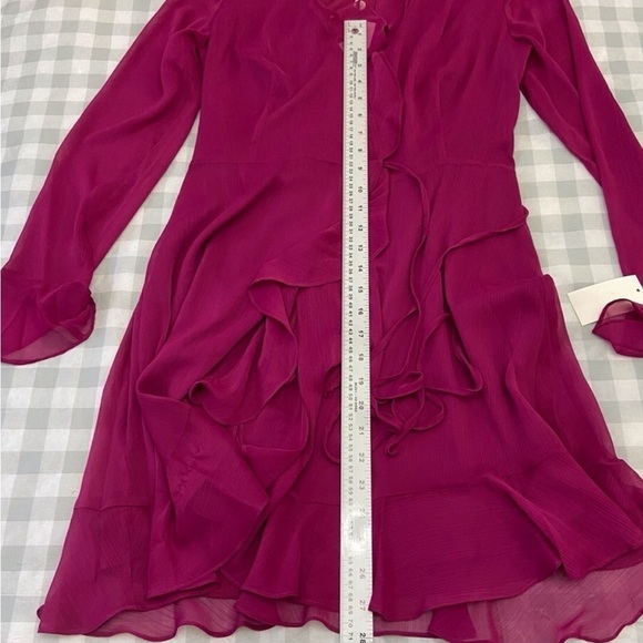 Wayf chiffon dress sheer wrap crepe dress pink woven flowy small - Picture 12 of 15